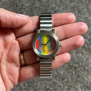 VTG Metropolitan Museum of Art Colorful Rainbow Watch Stainless Steel Bracelet
